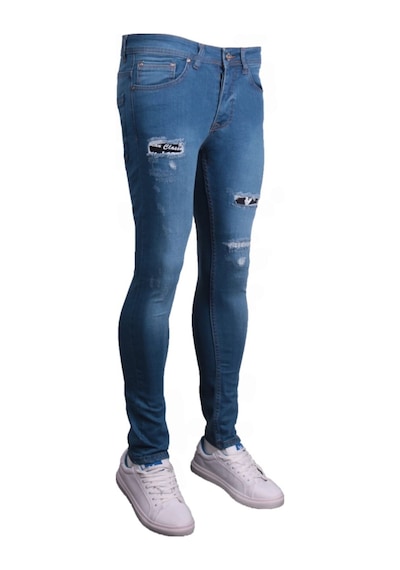 Erkek Mavi Denim Spor Giyim Açık Mavi