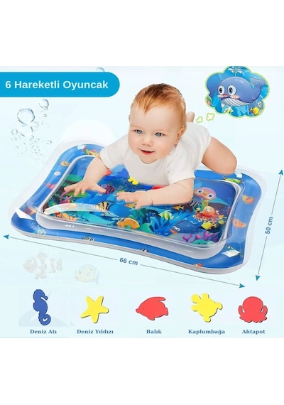 Bebek Su Oyun Matı Tummy Time Karın Üstü Aktivite Zamanı Aktivite Matı