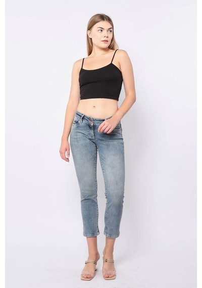Blue White Kadın Düşük Bel Mavi Jean Pantolon 25