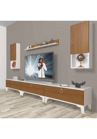 Decoraktiv Eko 270da Mdf Gold Tv Ünitesi Tv Sehpası Beyaz - Ceviz