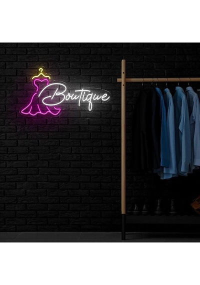 Boutigue Yazılı Ve Şekilli Neon Tabela Beyaz