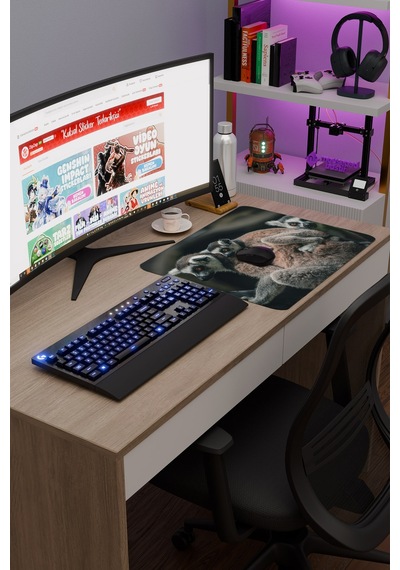 Lemur Kaymaz Dikişli Kauçuk Oyuncu Mousepad V4 - 48x40 Xl Gaming Mouse Pad Fare Altlığı