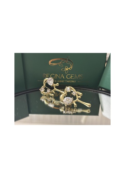 Golden Heart Bloom Crystal Küpe Altın