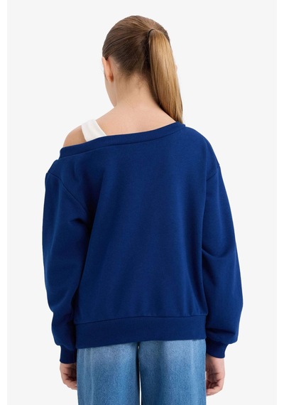 Defacto Kız Çocuk Carmen Yaka Sweatshirt G6827a826spnv42 Lacivert-nv42