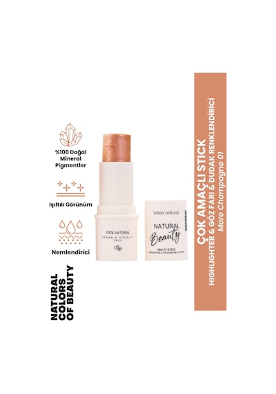 Bade Natural Highlighter & Far & Dudak Renklendirici Çok Amaçlı Stick 01 More Champagne