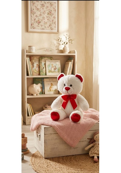 Peluş Uzun Parlak Ayı 50 Cm Beyaz