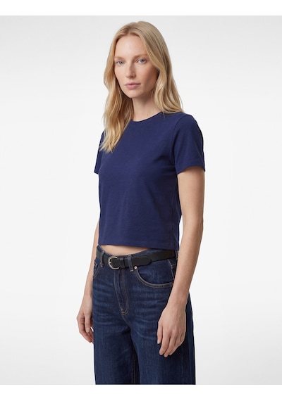 Koton Regular Fit Pamuklu Kısa Kollu Bisiklet Yaka Basic Tişört Lacivert 6sak60004ek