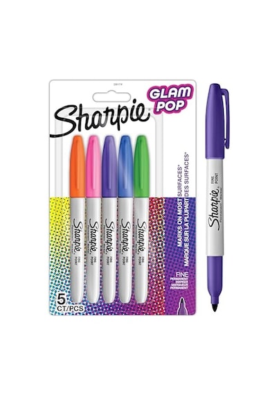 Sharpie Glam Pop Kalıcı Markörler, Kalın Ayrıntılar İçin İnce Nokta, Çeşitli Canlı Renkler 5 Keçeli Kalem 103 Ivory