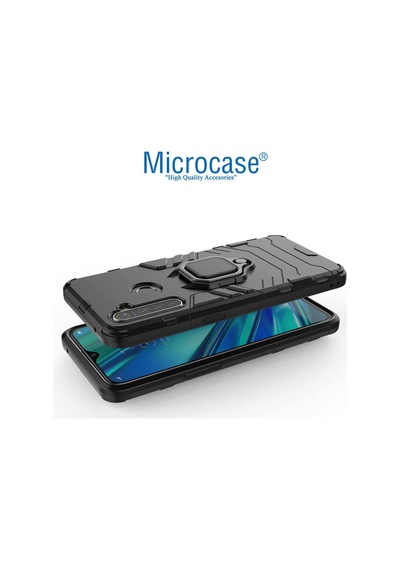 Realme 5 Pro Batman Serisi Yüzük Standlı Armor Kılıf - Siyah