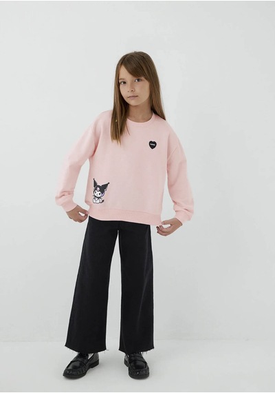 Mavi Kuromi Baskılı Kapüşonsuz Pembe Kız Çocuk Sweatshirt M7s10199-90773