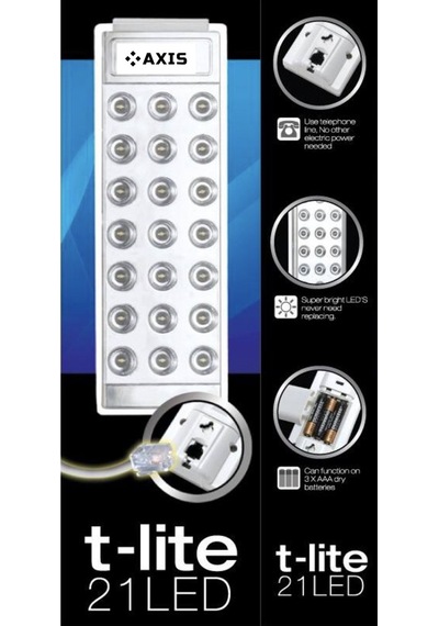 Axis T-Lıght 21 Led'Li Pratik Fener Pilli-Tel.Hat. Siyah