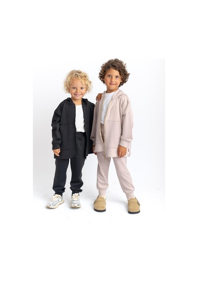 Oliven The Kid Oliventhekid Unisex Fermuarlı Kanguru Cepli Kapüşonlu Takım Bej Bej