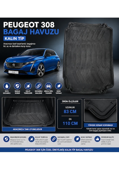 Peugeot 308 Bagaj Havuzu 2008-2013 Uyumlu