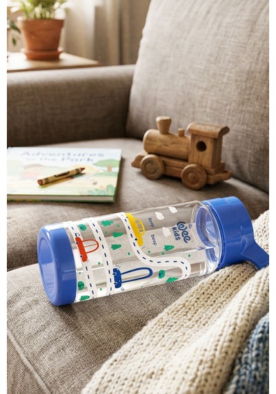 Wee Kids Arabalı Pipetli Çocuk Matarası Okul Ve Kreş Suluğu 500 Ml 12+ Ay Mavi