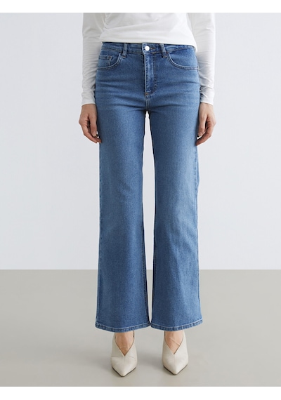Lcwaıkıkı Classic Mavi Yüksek Bel Wideleg Kadın Jean Pantolon
