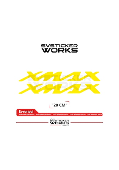 Yamaha Xmax Uyumlu Yazı Sticker Yüksek Kalite Özel Kesim Folyo 2'li Set Sarı