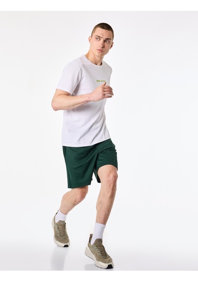 Koton Straight Fit Dokulu Cepli Beli Bağcıklı Spor Şort Yeşil 6sam40096nk