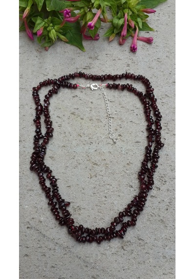 Stoneage Jewellery Lal Doğal Taş Çift Sıra Kadın Uzun Kolye Altın