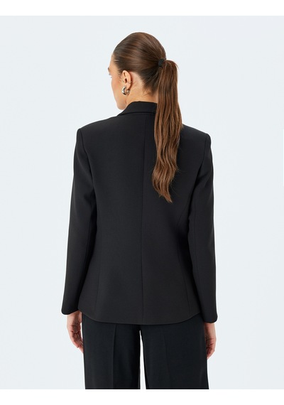 Koton Slim Fit Uzun Kollu Kapaklı Cep Detaylı Klasik Blazer Ceket Siyah 5sak50001uw Siyah