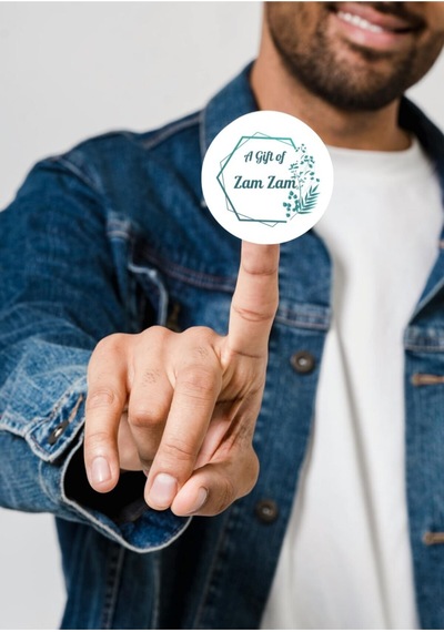 İngilizce Zemzem Hediyesi Sticker A Gift Of Zam Zam Umre Hajj Etiketi Yuvarlak 4 Cm 40 Adet Çok Renkli