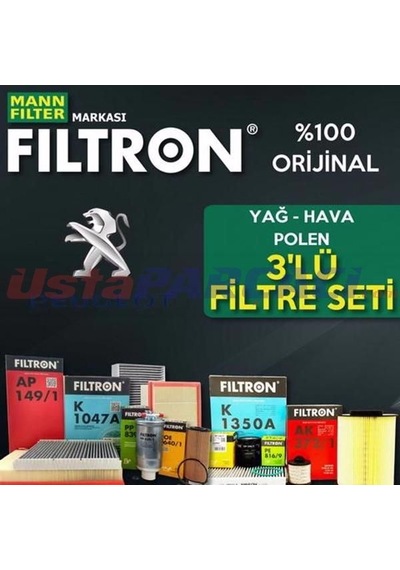 Peugeot 206 1.4 Hdı Mann Filtron Filtre Bakım Seti 2002-2009 (495301270)
