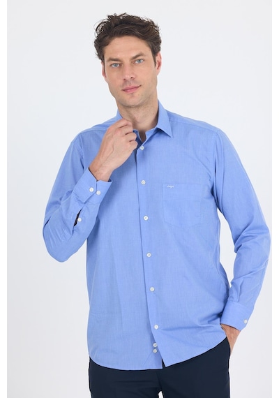 İmza Mavi Uzun Kol Pamuklu Basic Comfort Fit Gömlek 1004250002 Koyu Mavi