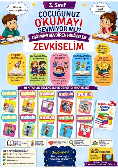 3. Sınıflara Özel Okumayı Sevdiren Hikaye Seti 10'lu Maskot Çocuk
