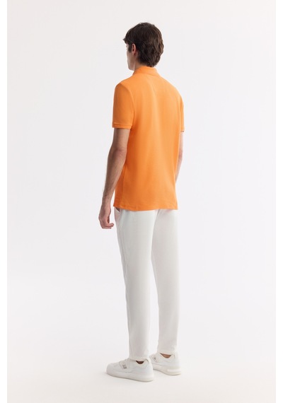 Avva Erkek Turuncu Kıvrılmaz Polo Yaka %100 Pamuk Basic Regular Fit T-shirt B001032