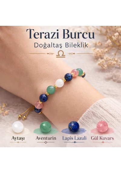Doğaltaş Terazi Burcu Bileklik Çok Renkli