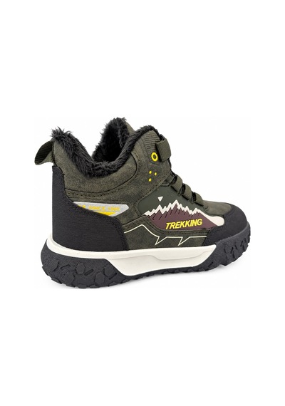 Tutınom Çocuk Mekanizma Bağcıklı Sportif Tasarım İçi Tüylü Outdoor Trekking Bot Haki