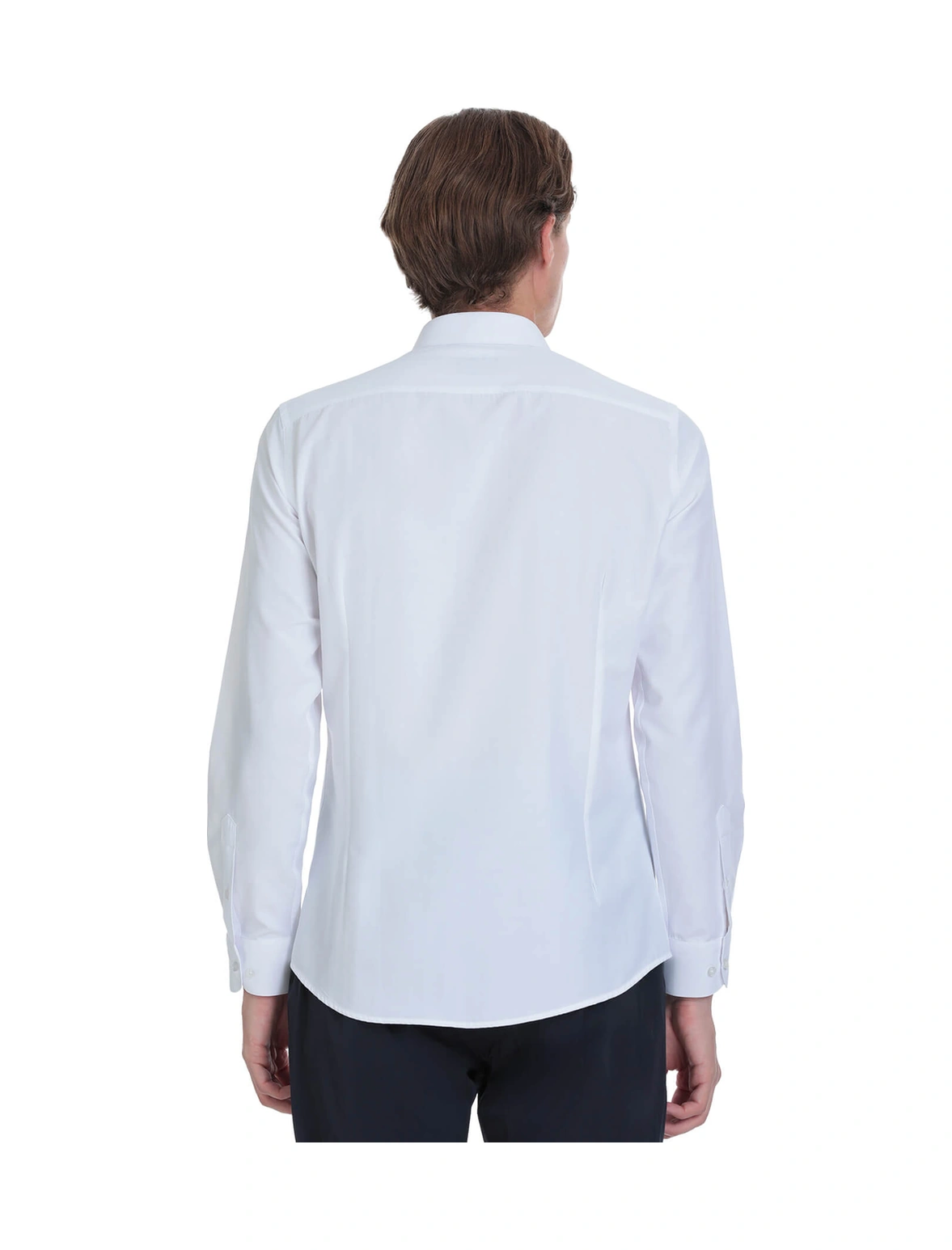 Hatemoğlu Beyaz Slim Fit Slim Yaka Pamuklu Uzun Kollu Gömlek 4111993