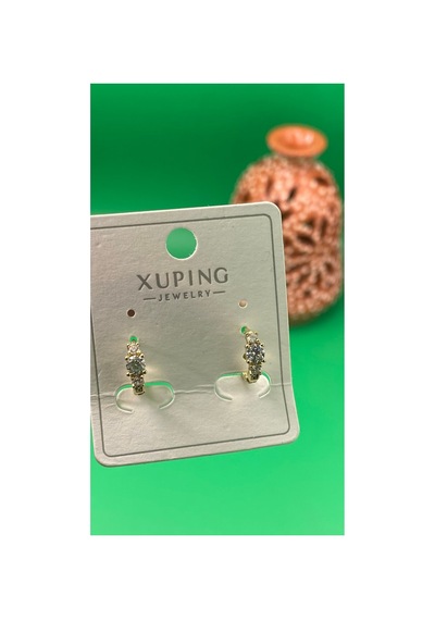 Xuping 14 Ayar Renginde Zirkon Taşlı Minimal Halka Küpe Altın