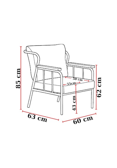 Paris 2+1+1 Metal Balkon Takımı Keten Dokulu Kumaş Siyah Metal - Bahçe Teras Oturma Grubu
