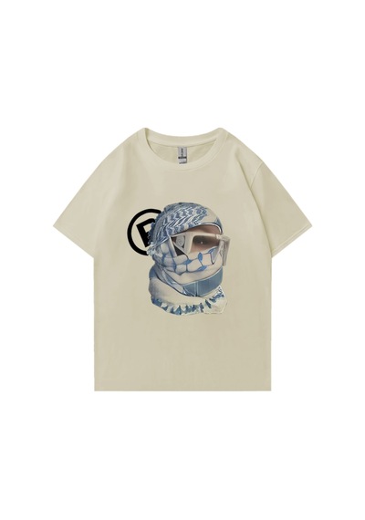 Flood Of Style En Punk Estetik Harajuku Grafik Baskı Y2k Pamuk T-shirt Retro Hip Hop Tee Kaya Emo Gevşek Str Bej