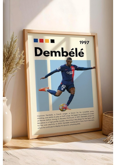 Ousmane Dembele Çerçeveli Tablo - Dekoratif Çerçeveli Futbolcu Poster Tablo