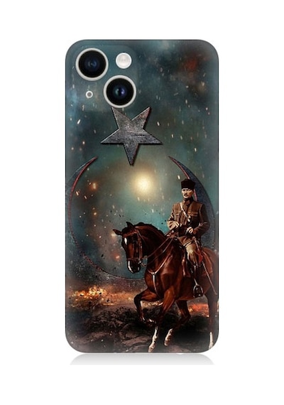 Apple Uyumlu iPhone 14 Mustafa Kemal Atatürk Ve Mücadele Yılları Desenli Silikon Kılıf