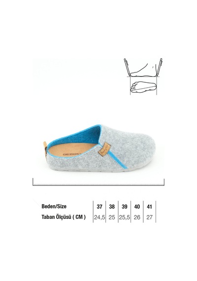 Gezer Kışlık Keçe Comfort Taban Kadın Ev Bahçe Terlik Gt1kze.15423.04.019.k08 Gri