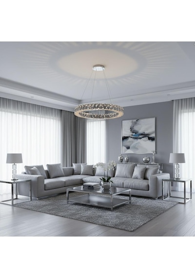 Kristal Uzaktan Kumandalı 40 cm Avize Krom