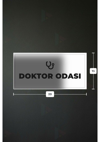 Doktor Odası Yazılı - Metal - Beyaz Renk - Kapı İsimliği - 30x15 Cm