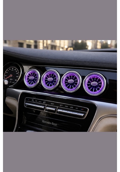 Vıp Universal Led Ambiyanslı Araç Klima Menfezi Bluetooth Kontrol 4 Lü Set 9-10cm Çap
