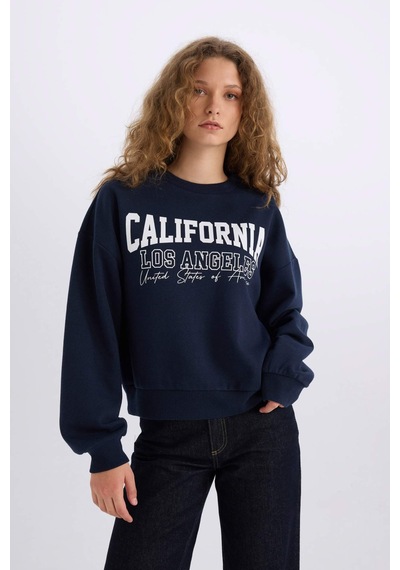 DeFacto Loose Fit Bisiklet Yaka Baskılı Kalın Kumaş Sweatshirt E3390AXNSNV44 DeFacto Loose Fit Bisiklet Yaka Baskılı Kalın Kumaş Sweatshirt E3390AXNSNV44