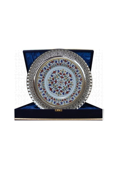 Armada Çini Prt 35 25 Cm Sarı Altın Yaldızlı Lale Karanfil Desen