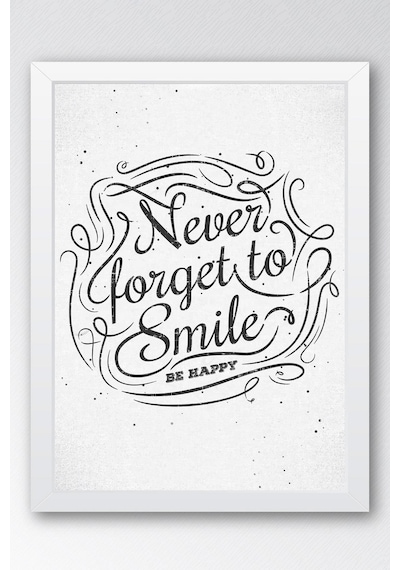 Never Forget To Smile Çerçeveli Tablo - Gülümsemeyi Asla Unutma Motivasyon Poster Tablo