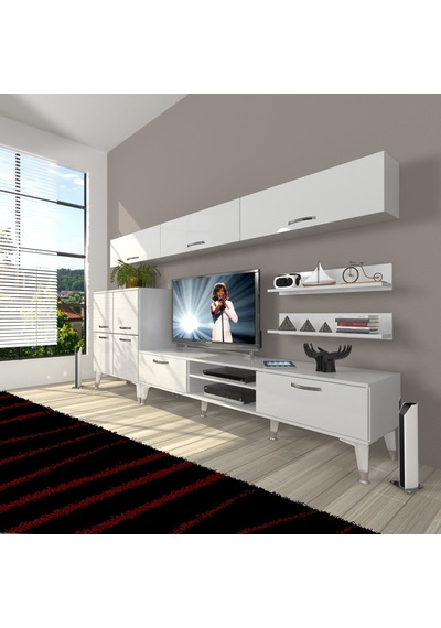 Decoraktiv Eko 8 Mdf Dvd Silver Tv Ünitesi Tv Sehpası Beyaz