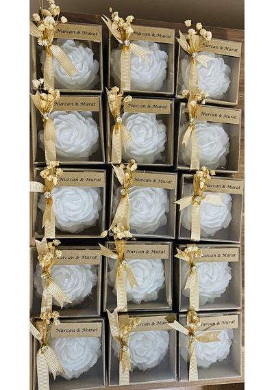Bernami Mumluk Şamdanpinterest 15 Adet Kraft Kutuda Şakayık Hediyelik Mum, Nişan, Kına, Söz, Sünnet, Doğum Günü Diğer