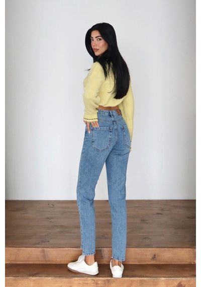 Lacarino 7609 Mom Fıt Kadın Jean Pantolon Ice Blue