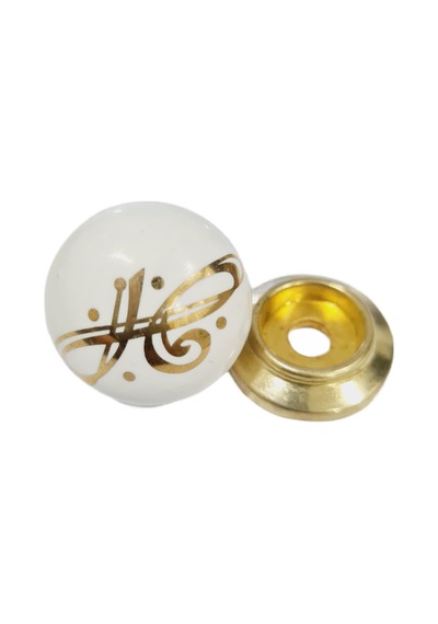 Beyaz Porselen Desenli Gold Taban / 5 Adet Altın