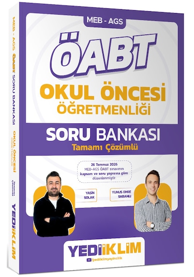 Yediiklim Yayınları 2027 Meb Ags Öabt Okul Öncesi Öğretmenliği Tamamı Çözümlü Soru Bankası
