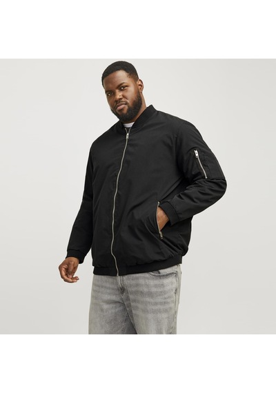 Jack & Jones Büyük Beden Beyzbol Yaka Bomber Ceket- Rush - 12173990 Siyah