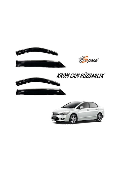 Space Honda Civic Uyumlu Krom Cam Rüzgarlığı 2016-2021 Caru411 O A144112021